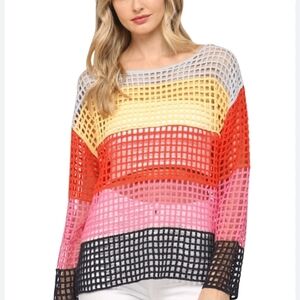NWT Fate Stripe Eyelet knitted pullover